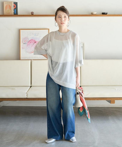 手洗可 混紡亞麻 透氣 半袖 TEE(針織)