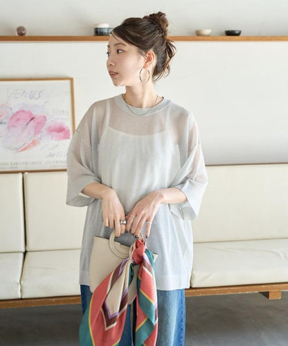 手洗可 混紡亞麻 透氣 半袖 TEE(針織)