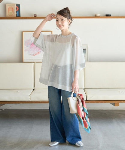 手洗可 混紡亞麻 透氣 半袖 TEE(針織)