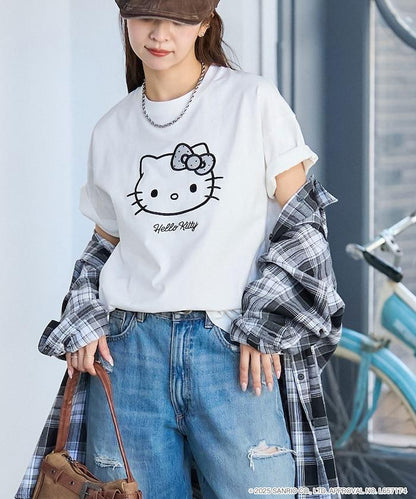 "HELLO KITTY/《Hello Kitty》" 異素材蝴蝶結T恤 限定推出