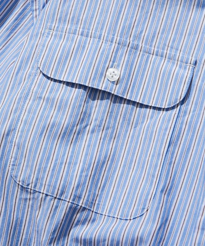 BASIC標誌刺繡寬鬆襯衫 條紋
