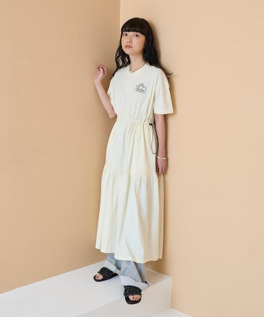 設計 一點腰帶層疊連衣裙