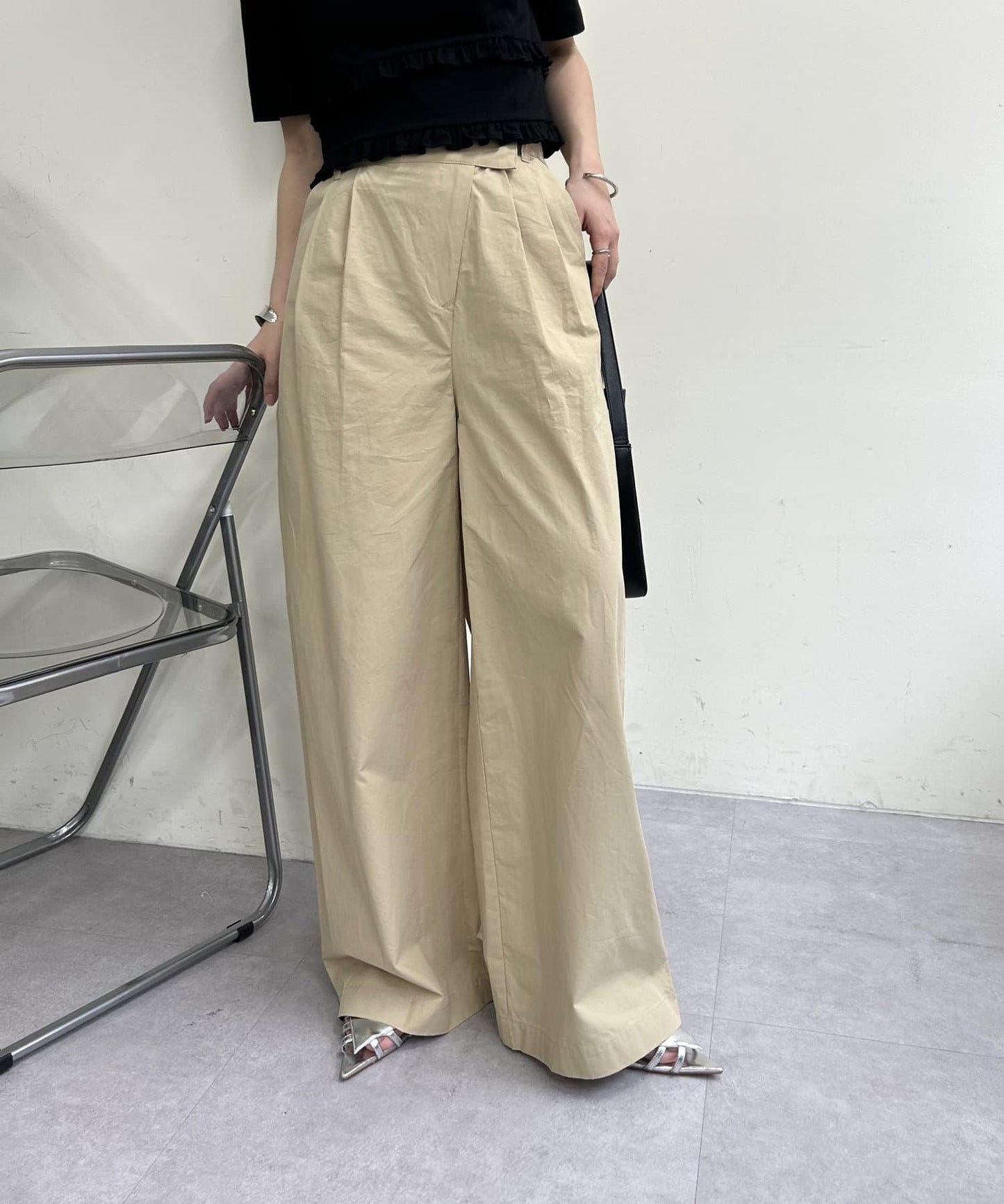 高腰綁帶褲