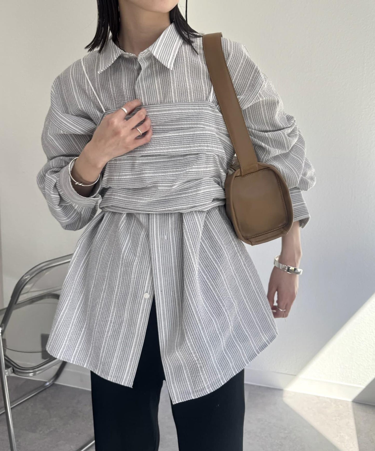 背心套裝大號襯衫