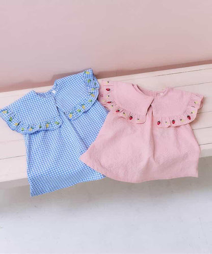 檸檬草莓刺繡襯衫