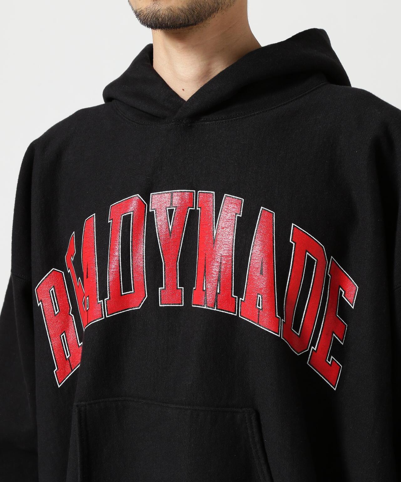 READYMADE/紅色標誌連帽衛衣/黑色