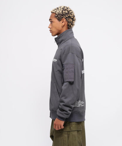 STENCIL STAND ZIP SWEAT "HAT IN THE RING" / 印花立領拉鍊衛衣 "戒指中的帽子"