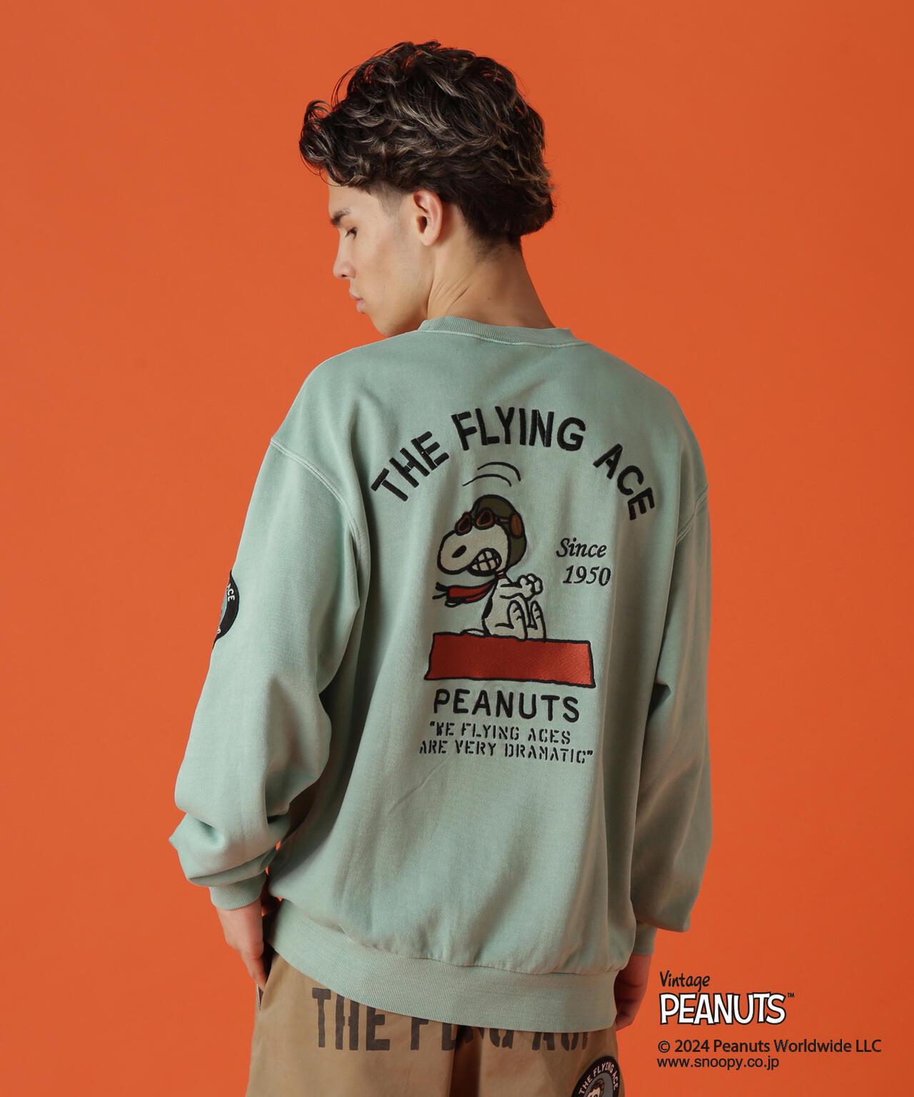 《AVIREX × 《PEANUTS》飛行員頭像印花圓領衛衣 / 圓領衛衣