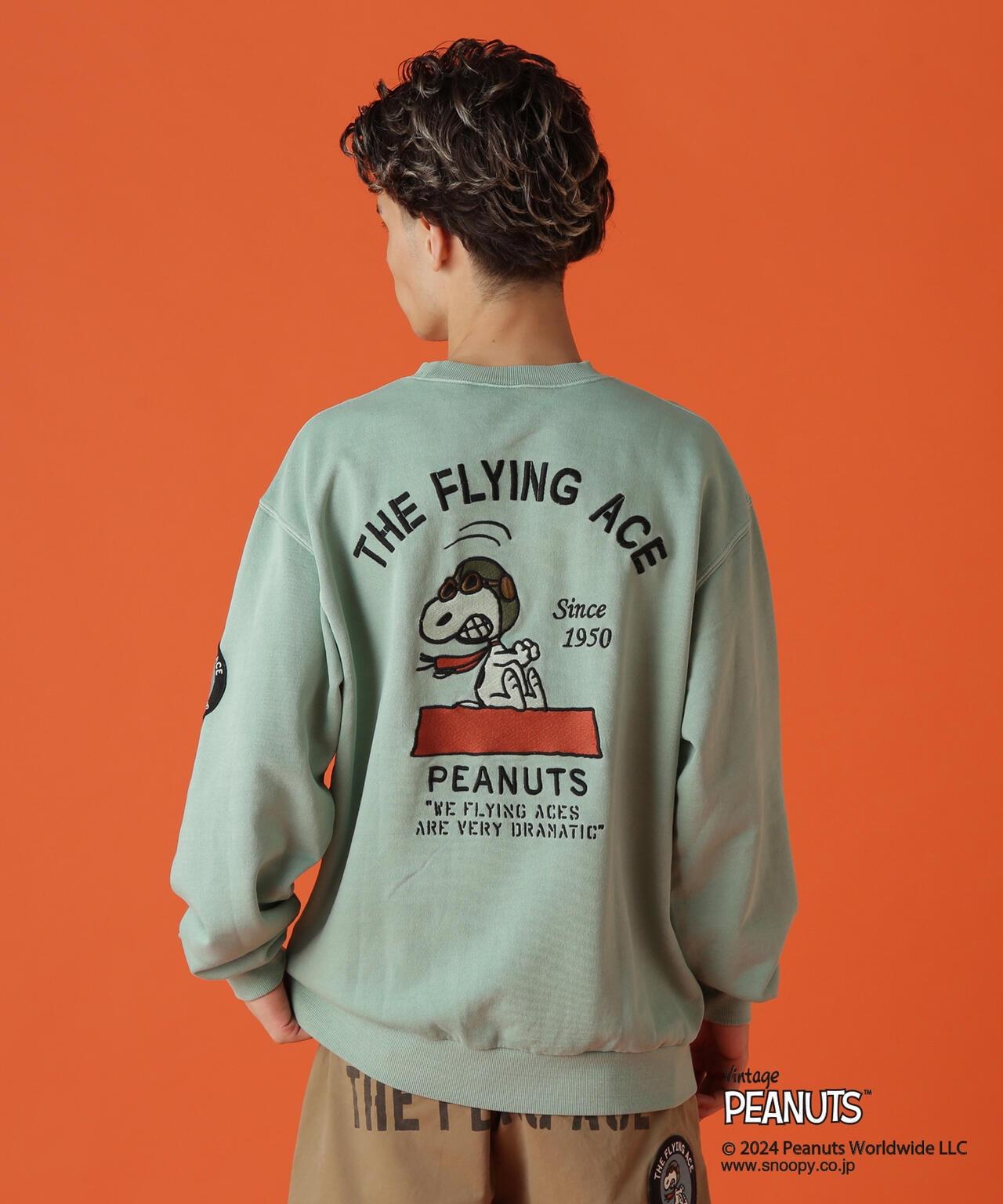 《AVIREX × 《PEANUTS》飛行員頭像印花圓領衛衣 / 圓領衛衣