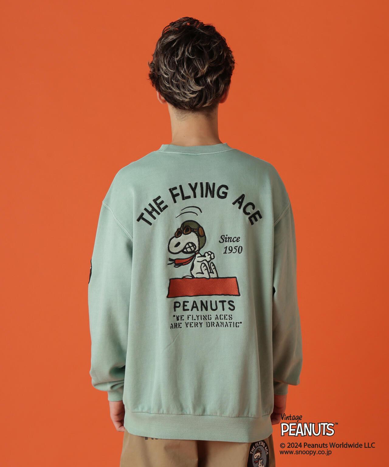 《AVIREX × 《PEANUTS》飛行員頭像印花圓領衛衣 / 圓領衛衣