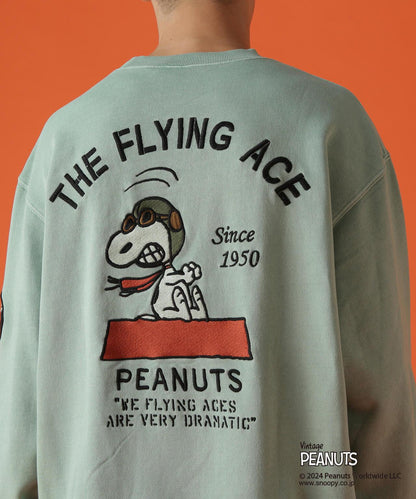 《AVIREX × 《PEANUTS》飛行員頭像印花圓領衛衣 / 圓領衛衣