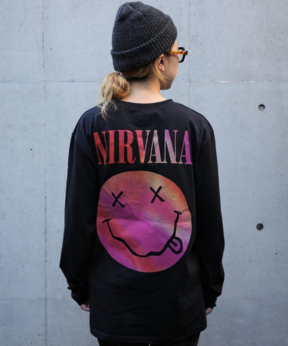 NIRVANA/涅槃 漸變笑臉 長袖T恤 襯衫