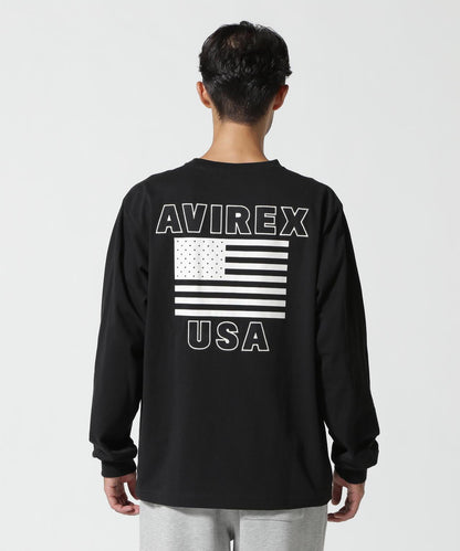 《&DEPOT限定》美國國旗印花長袖T恤 / 美國國旗長袖T恤 / AVIREX