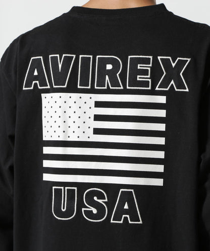 《&DEPOT限定》美國國旗印花長袖T恤 / 美國國旗長袖T恤 / AVIREX