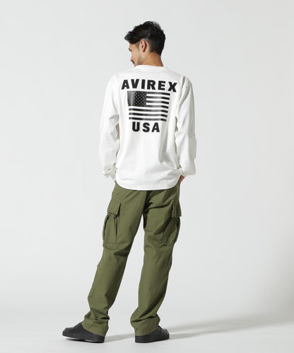 《&DEPOT限定》美國國旗印花長袖T恤 / 美國國旗長袖T恤 / AVIREX