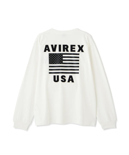 《&DEPOT限定》美國國旗印花長袖T恤 / 美國國旗長袖T恤 / AVIREX