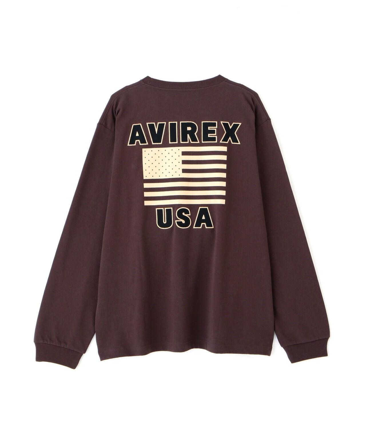 《&DEPOT限定》美國國旗印花長袖T恤 / 美國國旗長袖T恤 / AVIREX