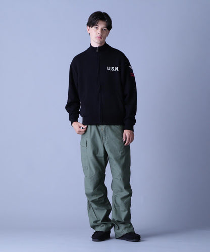 海軍立領拉鍊針織夾克
