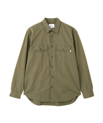 基礎款軍裝平紋長袖襯衫