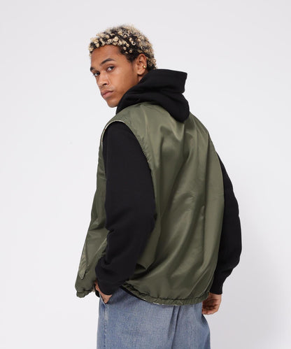 《直營店限定》可逆式迷彩羊毛背心 / 可逆式羊毛