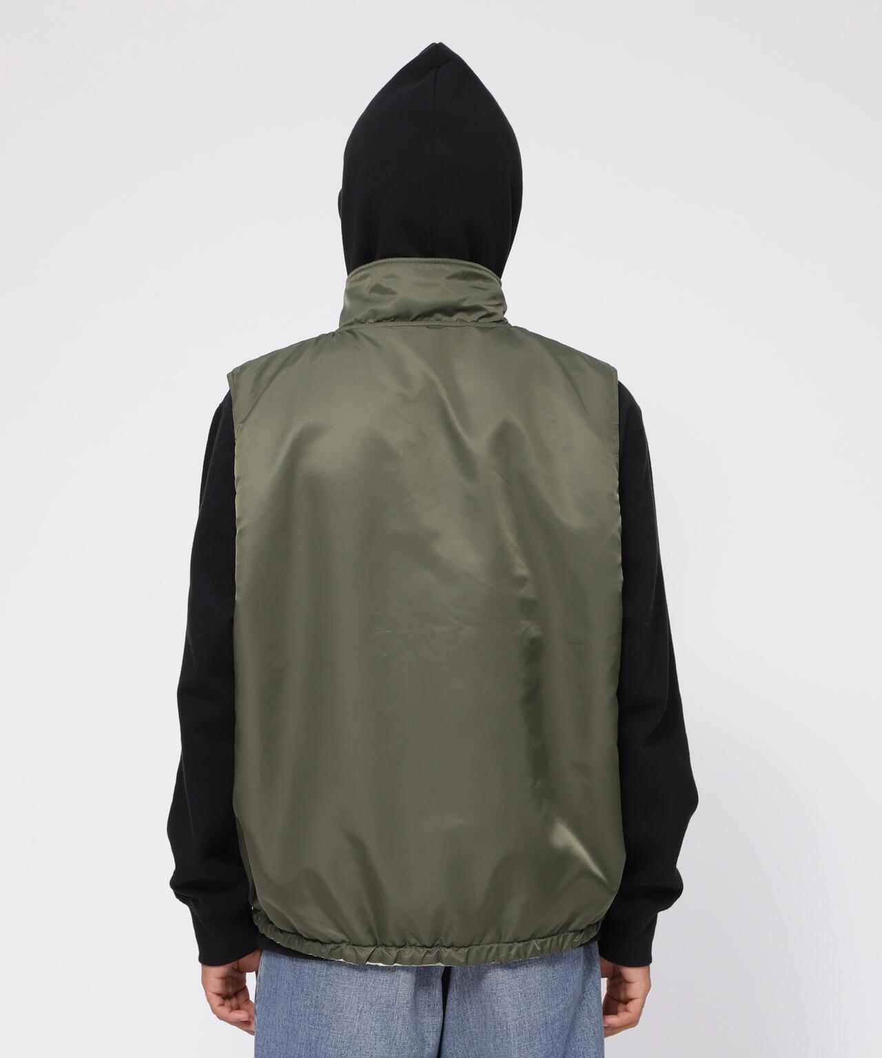 《直營店限定》可逆式迷彩羊毛背心 / 可逆式羊毛