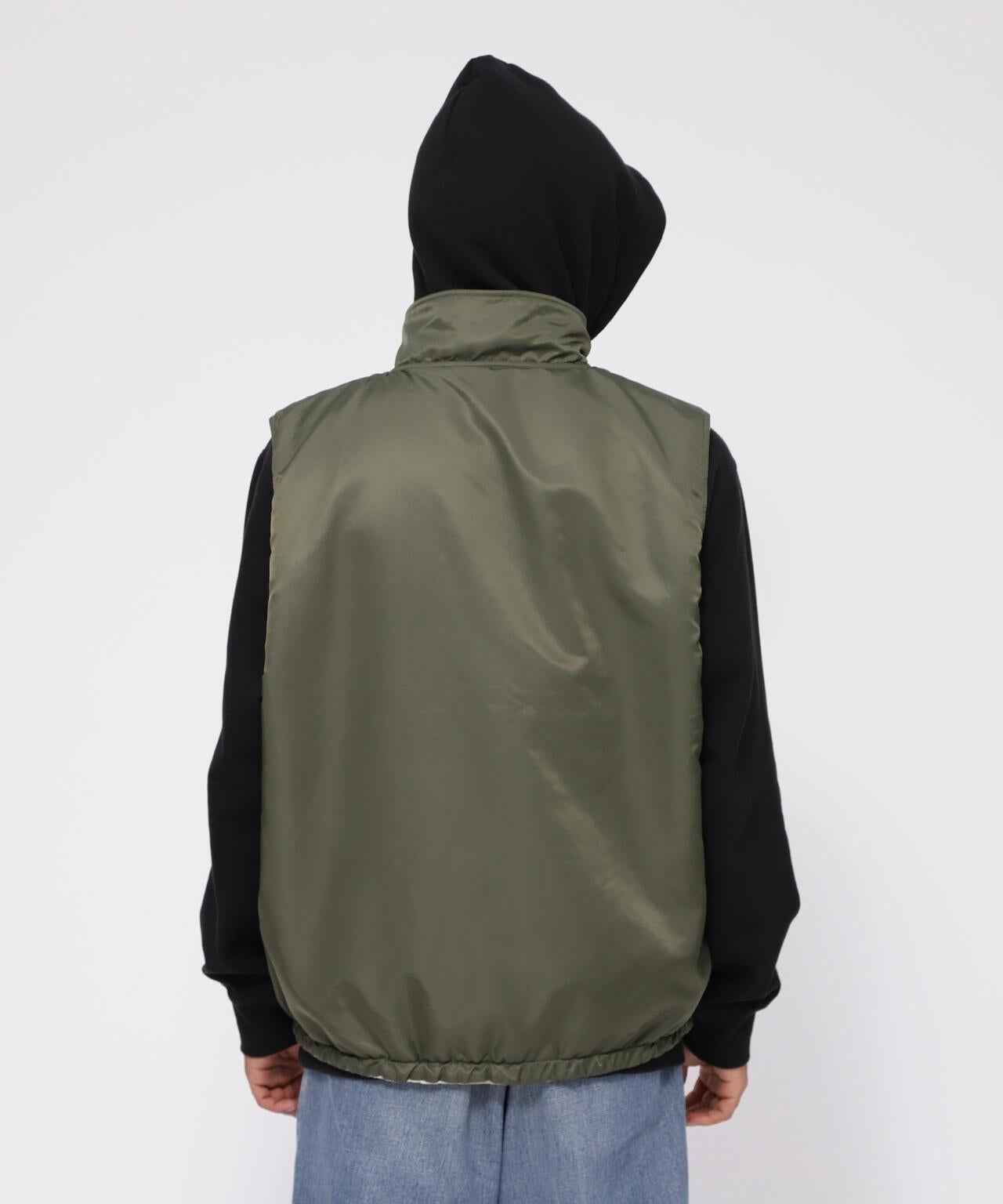 《直營店限定》可逆式迷彩羊毛背心 / 可逆式羊毛