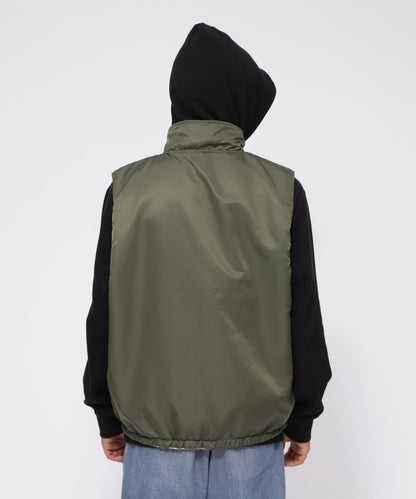 《直營店限定》可逆式迷彩羊毛背心 / 可逆式羊毛