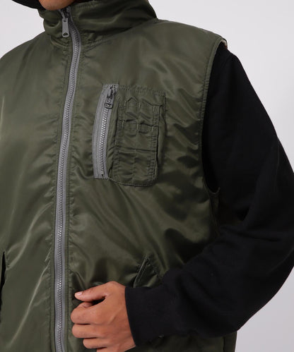 《直營店限定》可逆式迷彩羊毛背心 / 可逆式羊毛