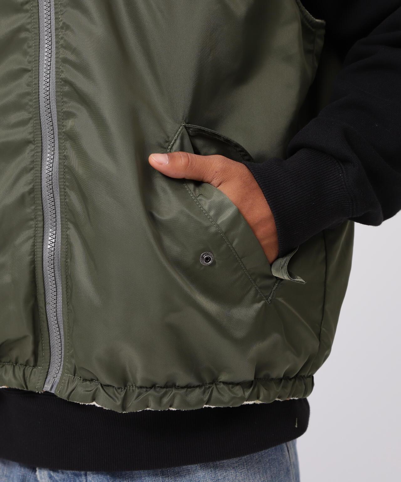 《直營店限定》可逆式迷彩羊毛背心 / 可逆式羊毛