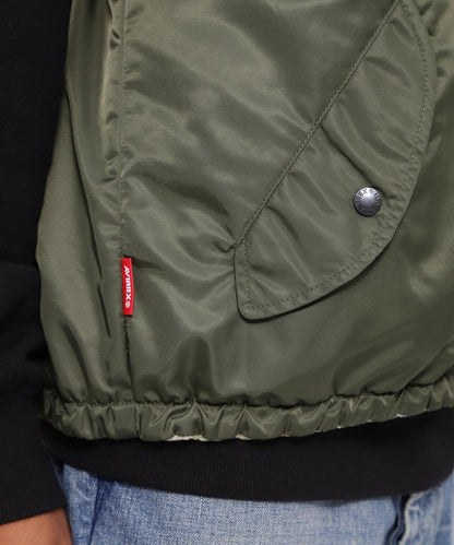 《直營店限定》可逆式迷彩羊毛背心 / 可逆式羊毛