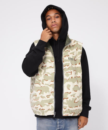 《直營店限定》可逆式迷彩羊毛背心 / 可逆式羊毛