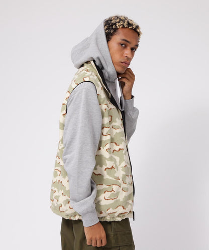 《直營店限定》可逆式迷彩羊毛背心 / 可逆式羊毛