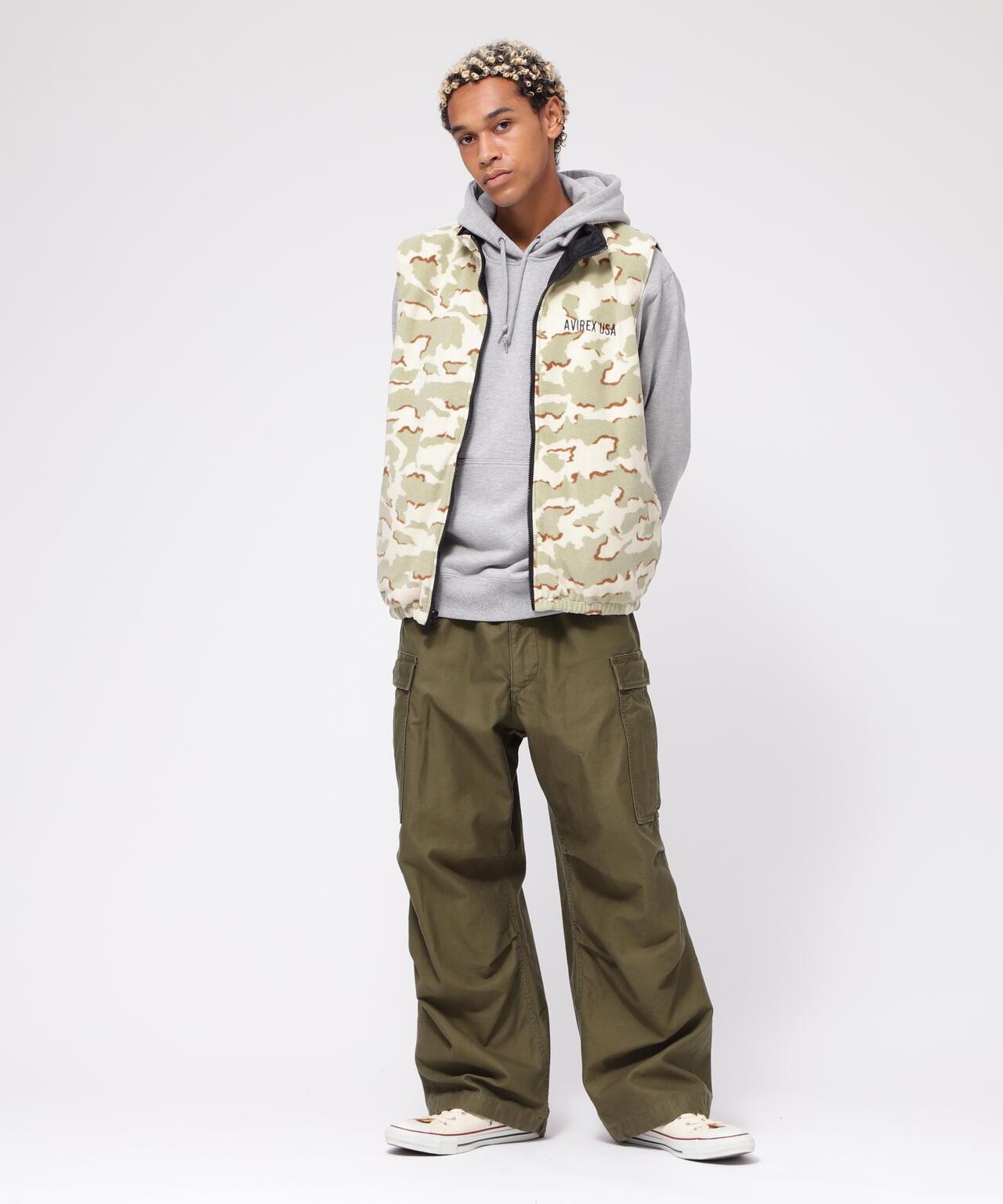 《直營店限定》可逆式迷彩羊毛背心 / 可逆式羊毛