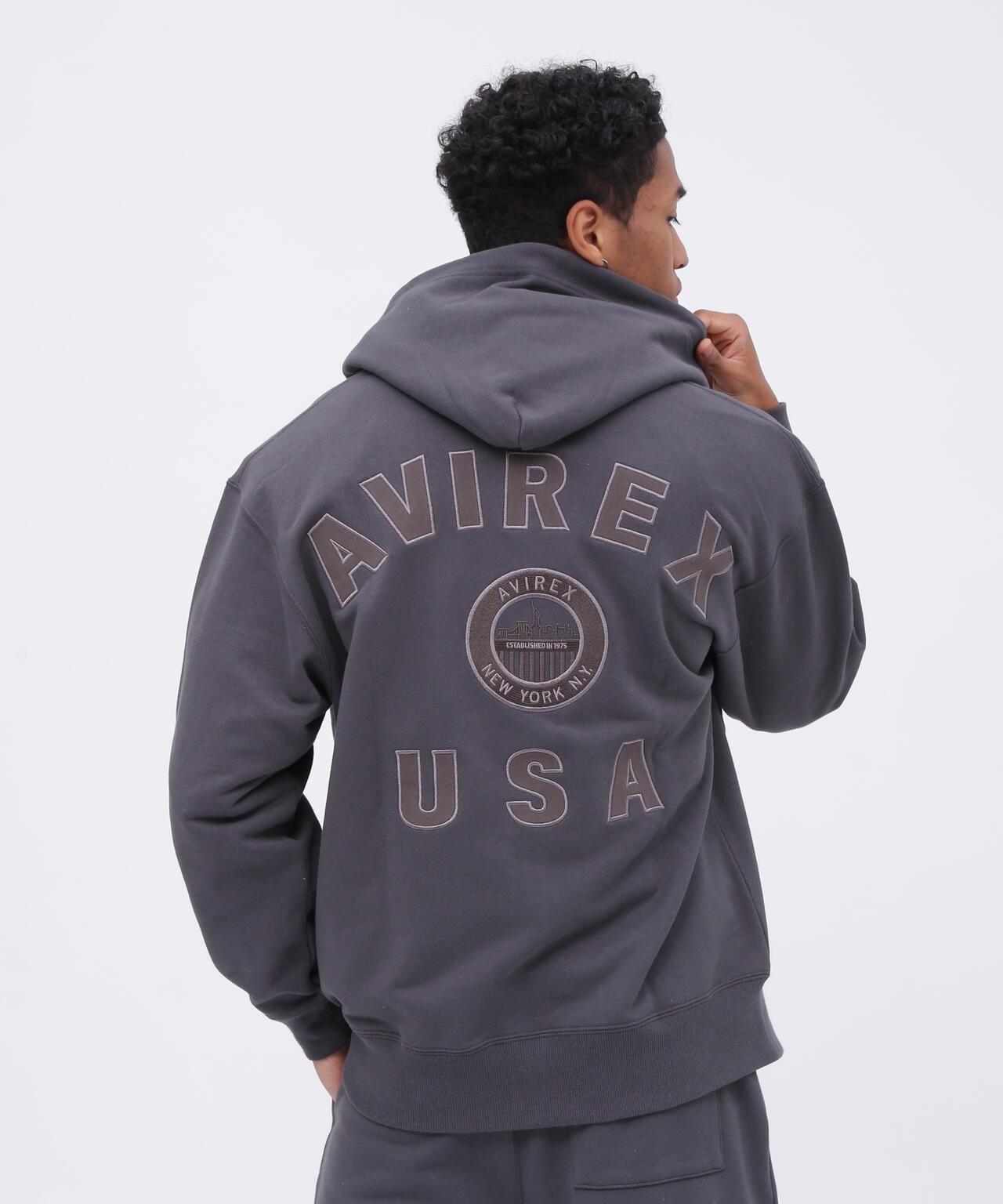 VARSITY LOGO ZIP SWEAT PARKA NYC / 高校隊標拉鍊衛衣連帽外套