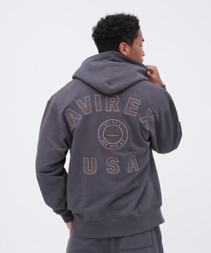 VARSITY LOGO ZIP SWEAT PARKA NYC / 高校隊標拉鍊衛衣連帽外套