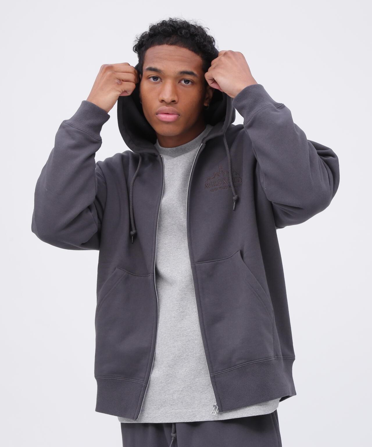 VARSITY LOGO ZIP SWEAT PARKA NYC / 高校隊標拉鍊衛衣連帽外套