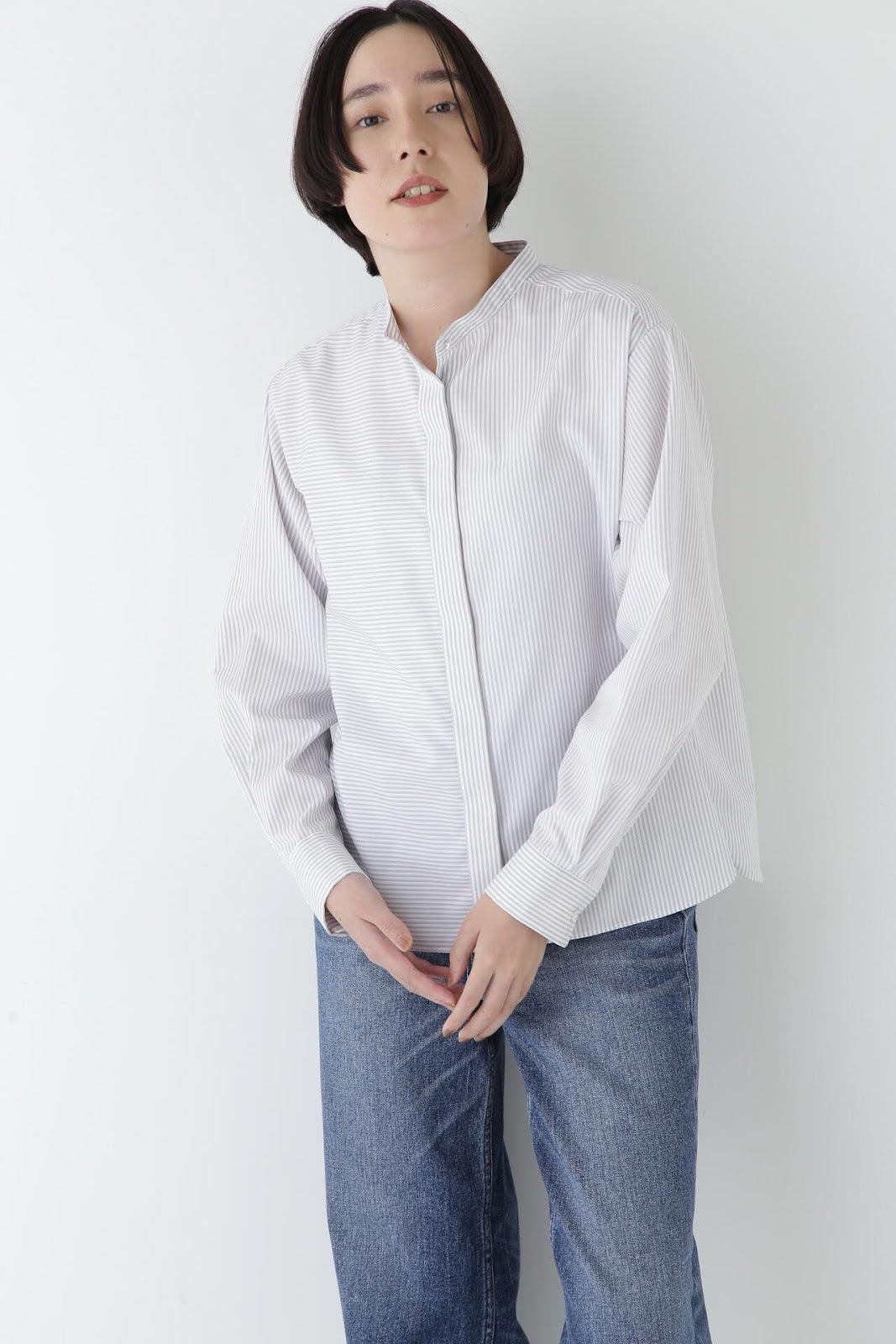 棉質長袖立領襯衫