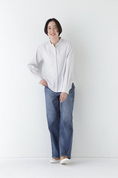 棉質長袖立領襯衫