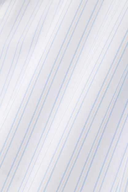 棉質窄條紋領巾襯衫
