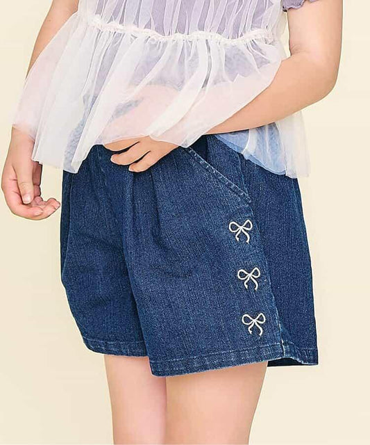 蝴蝶結刺繡短褲