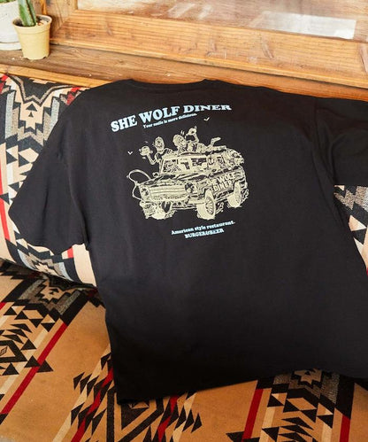 SHE WOLF DINER×FREAK'S STORE/海狼餐廳 聯名 大尺寸 後背印花T恤/CAR