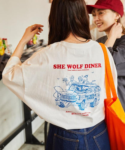 SHE WOLF DINER×FREAK'S STORE/海狼餐廳 聯名 大尺寸 後背印花T恤/CAR