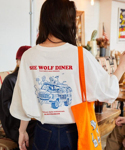 SHE WOLF DINER×FREAK'S STORE/海狼餐廳 聯名 大尺寸 後背印花T恤/CAR