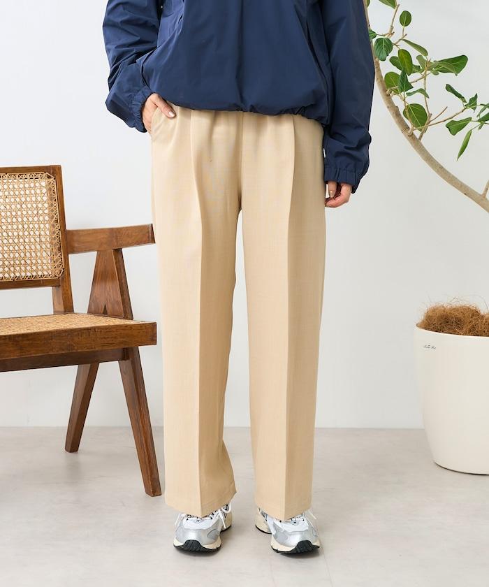 亞麻觸感 褶皺 寬鬆褲