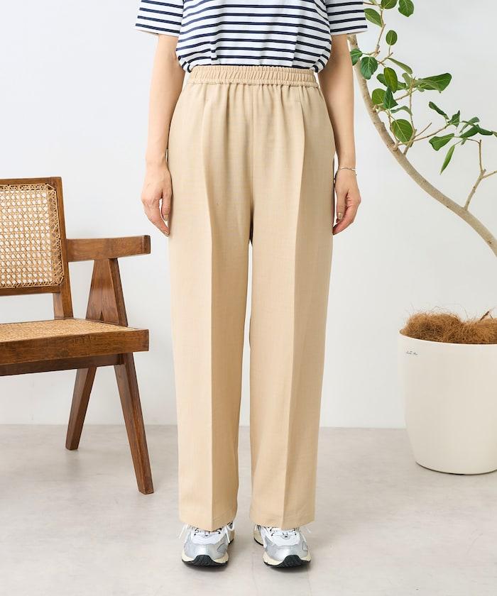 亞麻觸感 褶皺 寬鬆褲