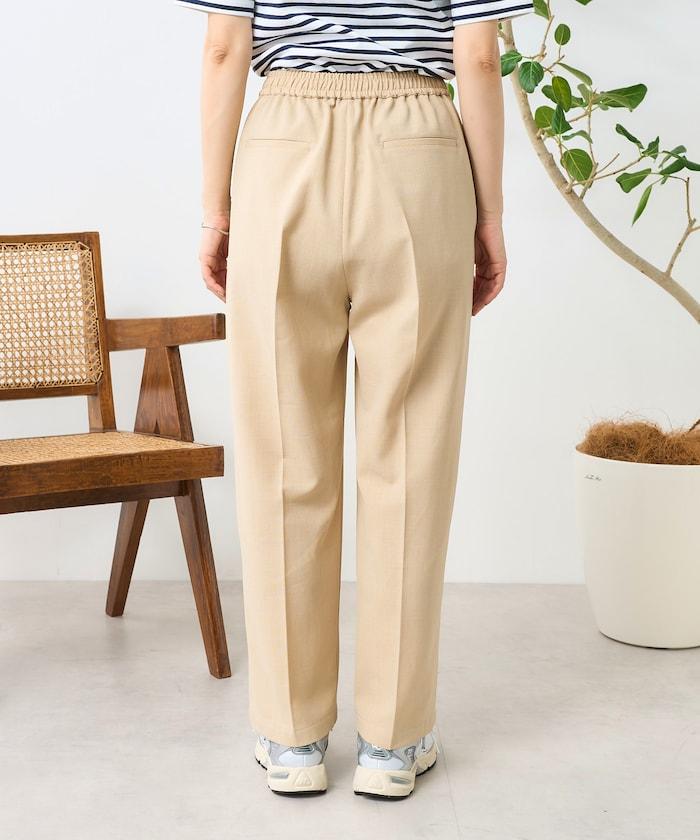 亞麻觸感 褶皺 寬鬆褲