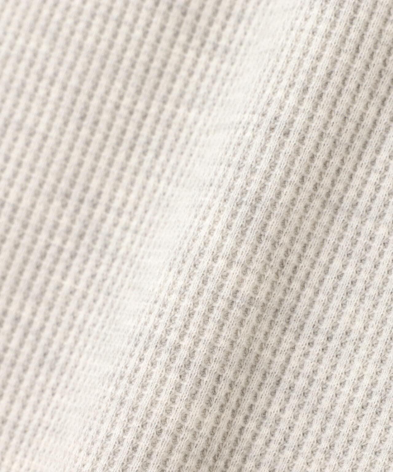LS COLOR STITCH EMB WAFFLE T-SHIRT/彩色拼接刺繡格子T恤