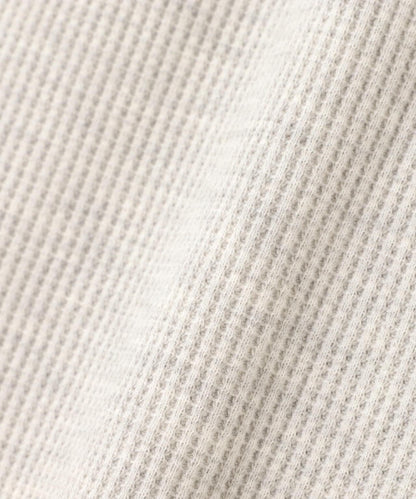 LS COLOR STITCH EMB WAFFLE T-SHIRT/彩色拼接刺繡格子T恤