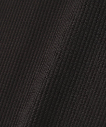 LS COLOR STITCH EMB WAFFLE T-SHIRT/彩色拼接刺繡格子T恤