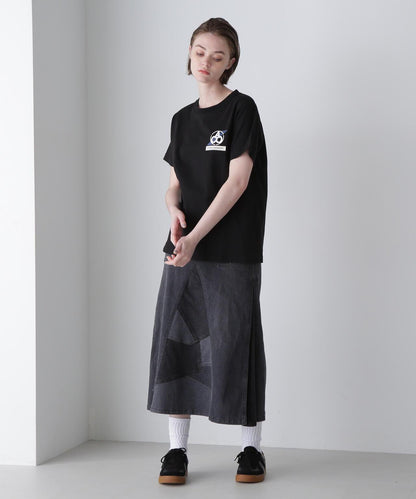 《CROSSOVER》拼接T恤 / 交叉口拼接T恤